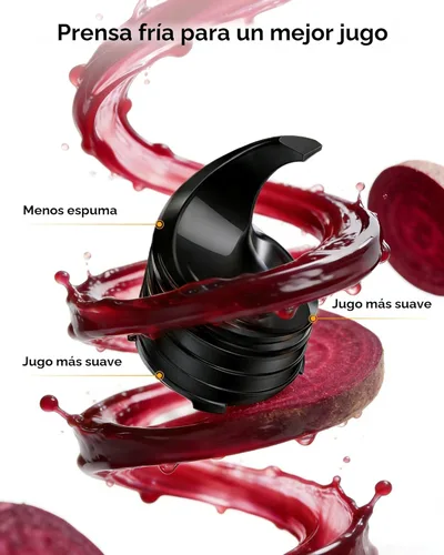 Miniatura 3 de FORLIM Exprimidor de prensa en frío de alto rendimiento, fácil de limpiar, potentes exprimidores con canal de alimentación grande para verduras