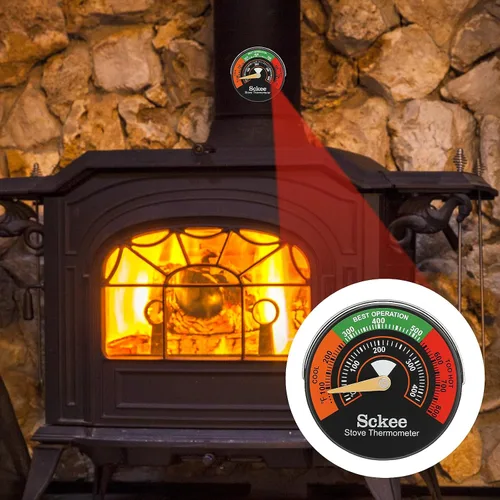 Miniatura 7 de Medidor magnético de temperatura de estufa, termómetro de estufa multicombustible para gas, madera, estufas de pellets y chimeneas (1 unidad)