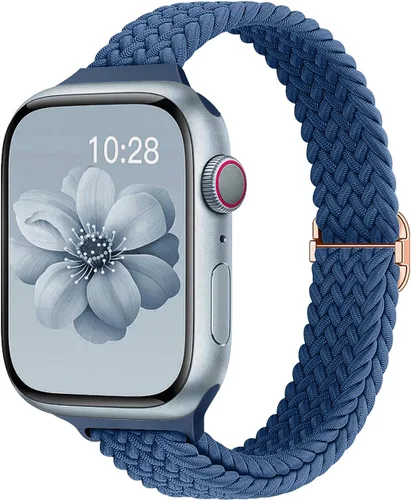 Miniatura 23 de Slim Braided Bands for Apple Watch Band 40mm 41mm 42mm 38mm 46mm 44mm 45mm 49mm Women,Stretchy Solo Loop Nylon Elastic Thin Narrow Skinny Strap for