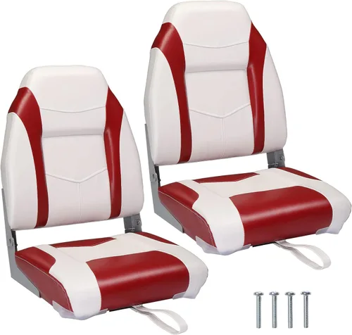 Miniatura 10 de PEXMOR Asientos de barco, respaldo bajo/alto, plegables, impermeables, asiento de capitán, 2 paquetes (respaldo alto, azul y blanco)