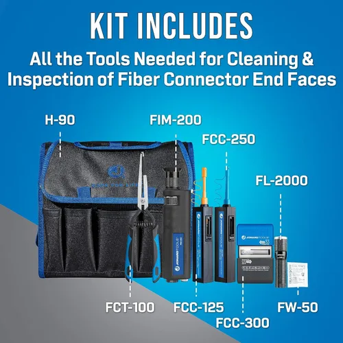Miniatura 2 de Jonard Tools Kit de limpieza e inspección del conector de fibra óptica TK-188 con microscopio 200x