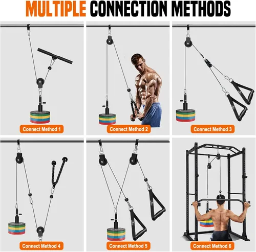 Miniatura 3 de Sistema de polea de cable de peso SERTT para gimnasio, accesorios actualizados de polea de cable para tracción LAT, flexión de bíceps, tríceps, Negro