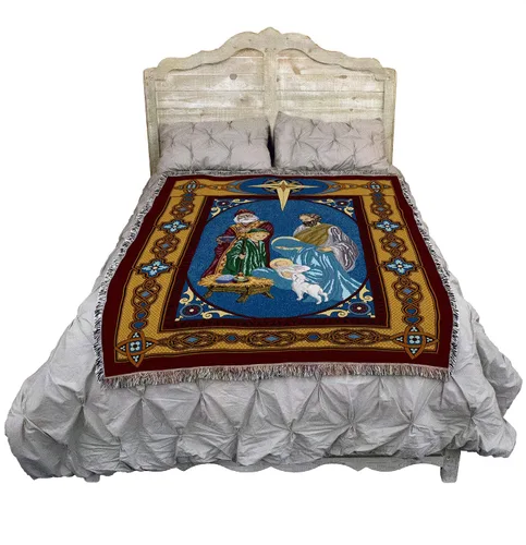 Miniatura 2 de Pure Country Weavers - Cobija con flecos de algodón, tejida, 72 x 54, flores de Navidad, fabricada en EE.UU.