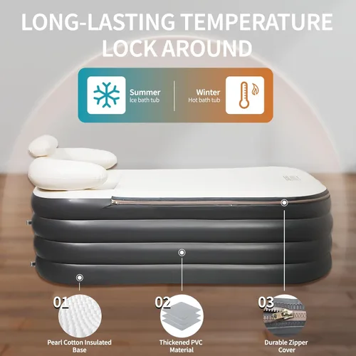 Miniatura 5 de Crossing King bañera inflable, bañera portátil para adultos con bomba de aire eléctrica, tina de spa plegable sin soporte con reposacabezas