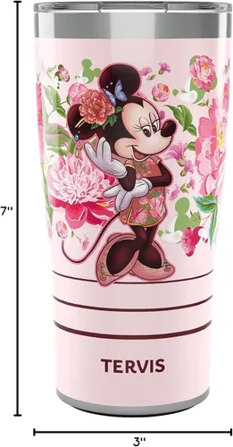 Miniatura 9 de Tervis Traveler - Vaso aislado de triple pared de Disney Minnie Mouse Neo chino floral y vaso de viaje mantiene las bebidas frías y calientes, 20