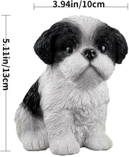 Miniatura 6 de Linda estatua de perro Shih Tzu para decoración del hogar, resina de simulación de animal, linda figura de cachorro, artesanía de resina, accesorios