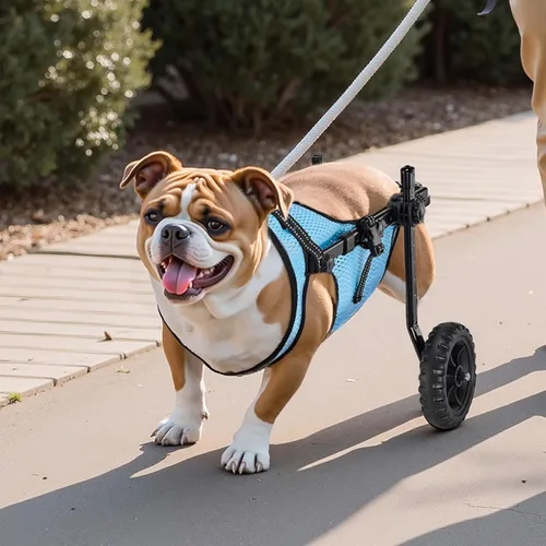 Miniatura 2 de VEVOR Silla de ruedas para perros para patas traseras, silla de ruedas ligera de 2 ruedas para mascotas, altura, ancho y longitud ajustable, carrito