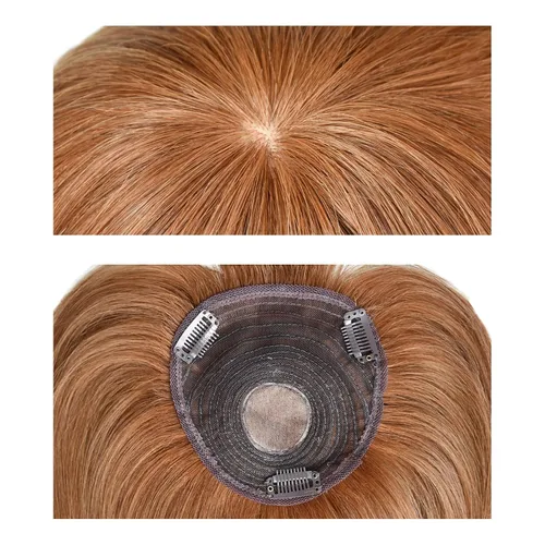 Miniatura 5 de viviaBella Extensiones de cabello humano con clip de cabello humano con flequillo, base de seda, flecos para pérdida de adelgazamiento, extensiones