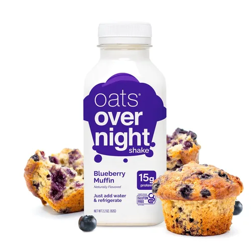Miniatura 8 de Oats Overnight Blueberry Muffin - Avena durante la noche, batido de avena alto en proteínas (0.51 onzas de proteína), solo agrega agua, desayuno