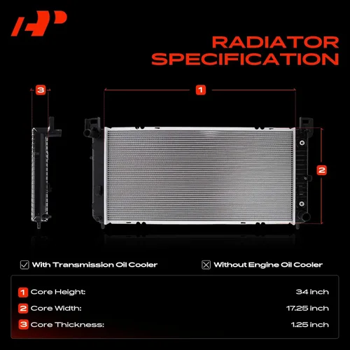 Miniatura 3 de A-Premium Conjunto de radiador de refrigerante de motor de 34 pulgadas compatible con Chevy Silverado, Suburban, Tahoe y GMC Sierra, Yukon