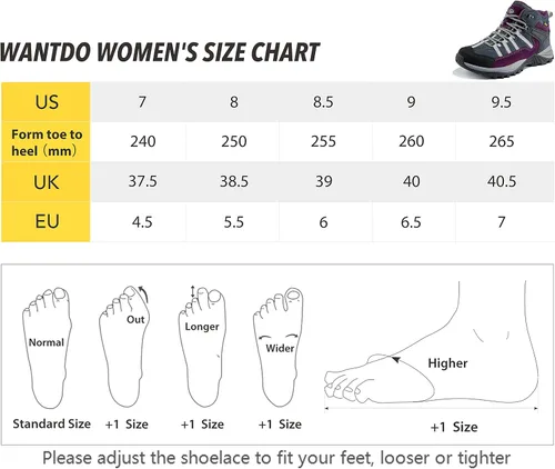 Miniatura 7 de Wantdo Botas de senderismo impermeables para mujer antideslizantes botas tácticas para senderismo al aire libre