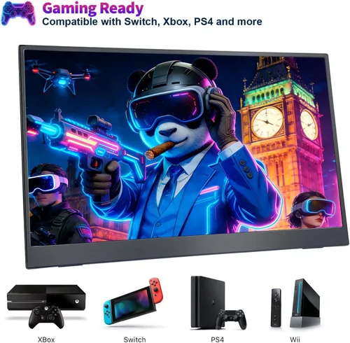 Miniatura 7 de Monitor portátil grande de 18.5 pulgadas para laptop, 120Hz 1080P FHD IPS portátil, pantalla de viaje secundaria para/teléfono/Xbox PS4/5, 125%