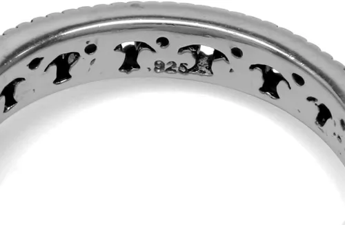 Miniatura 4 de Silvershake Anillo de filigrana apilable de plata de ley 925 con piedra natal auténtica, estilo eternidad