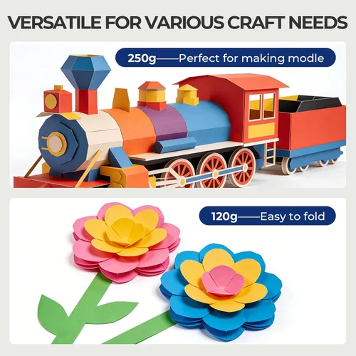 Miniatura 4 de BOOKNOW 50 piezas de papel de color, incluye 40 hojas de papel de construcción de 50 libras/4.23 oz/m² y 10 hojas de cartulina de colores surtidos