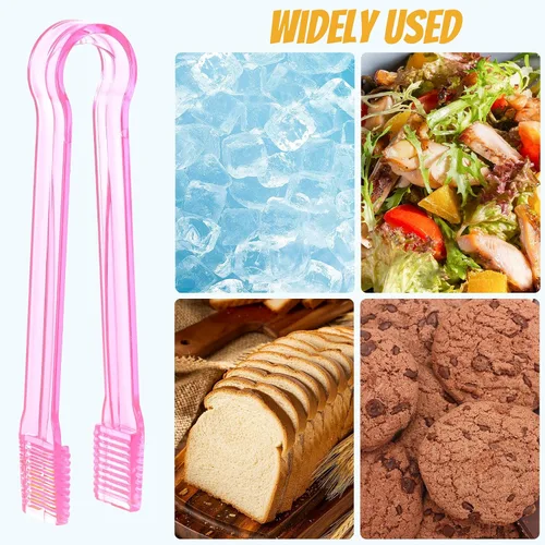 Miniatura 8 de 10 piezas de pinzas de buffet de plástico, pinzas de cocina transparentes rosas mini utensilios de servir para alimentos, hielo, ensalada, buffet