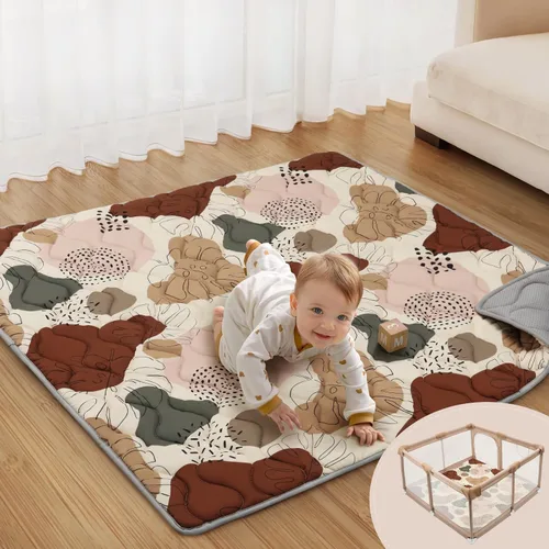 Miniatura 17 de Blissful Diary Alfombras de Juego para Bebés para Piso, Alfombra de 50x50 Pulgadas para Gatear para Corral, Alfombras de Juego de Espuma
