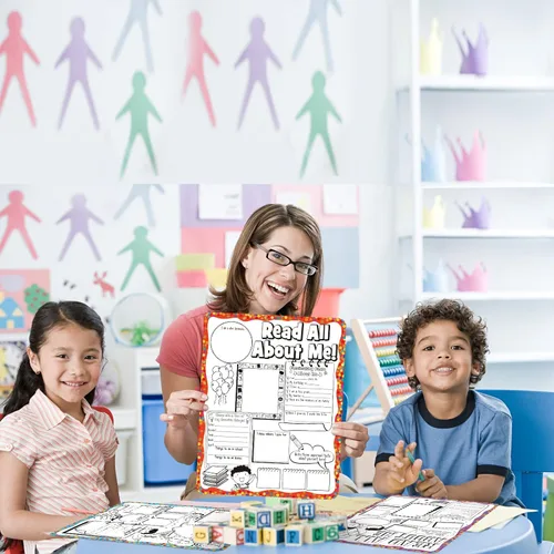 Miniatura 5 de 45 pósteres con texto en inglés "Happy 100th Day", póster de "All About Me", para estudiantes de estrella de bricolaje, suministros de póster sin
