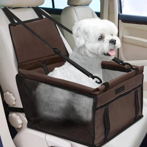 Miniatura 11 de Asiento de coche para perro plegable, asiento elevador de coche para perros impermeable transpirable Oxford, bolsa de viaje para perros pequeños a