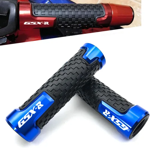 Puños de motocicleta 78 pulgadas 0.866 in Universal antideslizante manillar Grips aluminio mango Grips para Suzuki GSXR 125 150 600 750 1000 (azul)