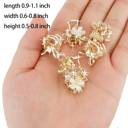 Miniatura 4 de Pinzas pequeñas para el cabello, pinzas de pelo con diamantes de imitación de ópalo, cristales de agarre para cabello grueso, fino, largo o corto