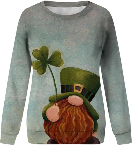 Miniatura 3 de Camiseta de manga larga suave para el día de San Patricio 2023, con estampado de gnomo arcoíris
