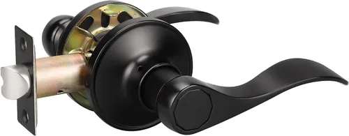 Miniatura 19 de KNOBWELL Paquete de 8 pomos de puerta color negro mate para interiores para dormitorio/baño, manijas de puerta de privacidad con cerradura de giro