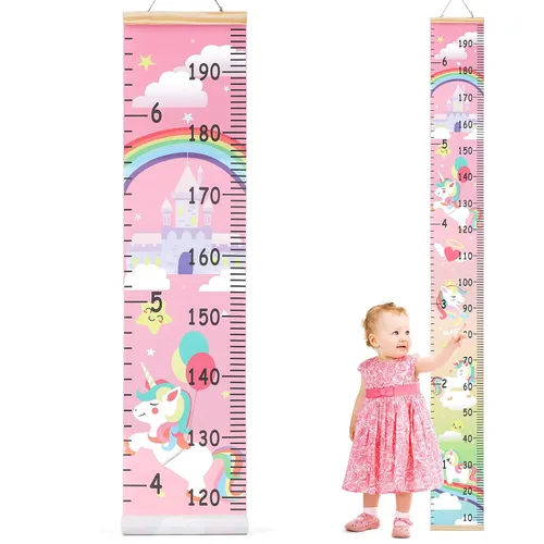 Miniatura 12 de HIFOT Tabla de crecimiento para niños, tabla de medición de altura, reglas de lona de animales de la selva para colgar en la pared para decoración