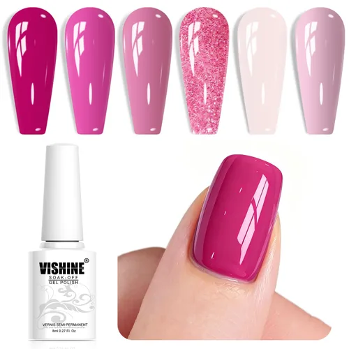 Miniatura 10 de Vishine Juego de esmaltes de uñas de gel, 6 colores, caja de regalo de arte de uñas, kit de esmalte de gel UV LED, 6 unidades, 0.3 fl oz