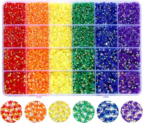 Miniatura 15 de Diamantes de imitación de resina con parte trasera plana, 21000 unidades de piedras preciosas de gelatina que no se calientan, 6
