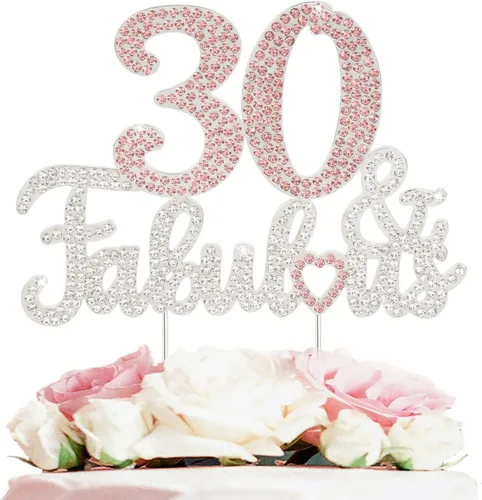 Miniatura 16 de 25 y fabulosa decoración de pastel de diamantes de imitación dorados y rosados – Feliz cumpleaños 25 años saluda a 25 años de edad, decoración