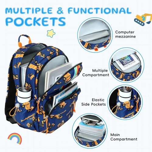 Miniatura 55 de CAMTOP - Conjunto de mochila y lonchera con estampados divertidos para niños de preescolar y primaria), Y0058-2