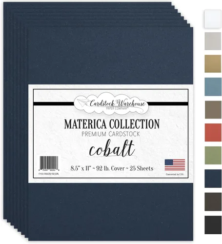 Cardstock Warehouse Materica - Papel de cartulina azul oscuro cobalto, 25 hojas, 8.5 x 11 pulgadas, 92 libras, 250 GSM, 16 Pt. Tarjeta azul mate