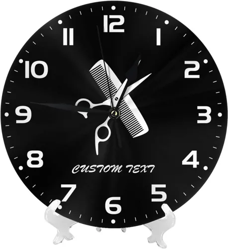 Miniatura 2 de Reloj de pared personalizado para peluquería, añade tu texto, reloj de peluquería personalizado para salón de belleza, decoración de reloj de pared