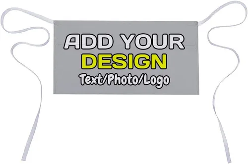 Miniatura 30 de Delantal de cintura personalizado con 3 bolsillos para añadir foto, texto, logotipo, nombre, camarera
