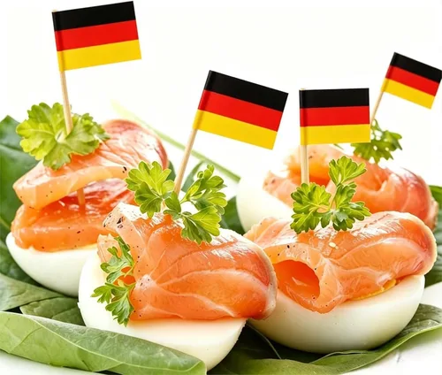 Miniatura 2 de CYPS - 100 banderas de palillos de dientes alemanes con bandera de Alemania, mini palillo pequeño para cupcakes, banderas alemanas, selecciones