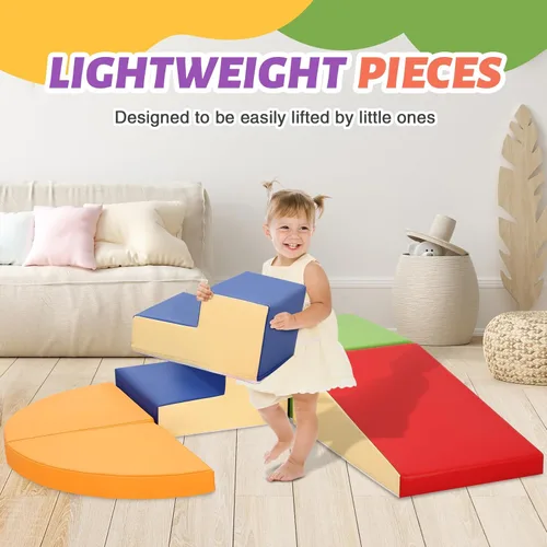 Miniatura 8 de TODIBY Juguetes de Escalada de Cuero PU Suave de 6 Piezas para Niños Pequeños, Bloques de Escalada de Espuma para Bebés para Niños Pequeños