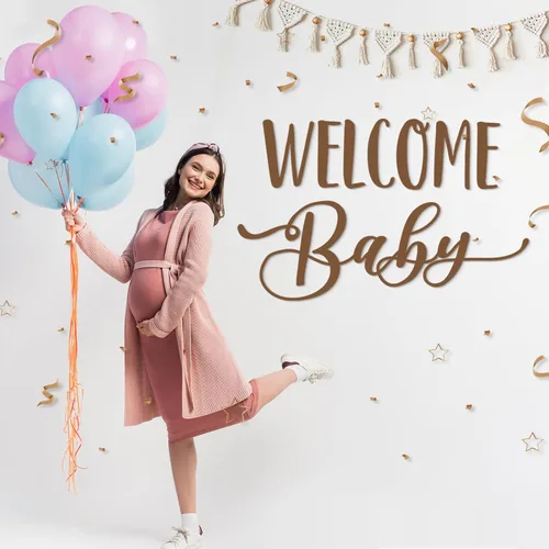 Miniatura 3 de Dunzoom Decoraciones de baby shower, letreros de bienvenida para bebé, calcomanía de bienvenida para niño o niña, suministros de fiesta