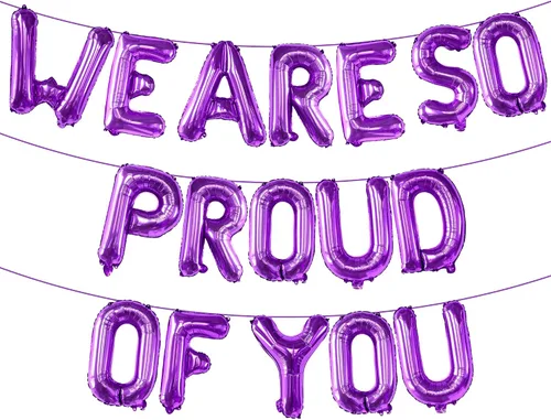 Miniatura 14 de KatchOn, Globos negros con texto en inglés «We Are So Proud of You» de 16 pulgadas Cartel de globos Proud Of You para decoraciones de graduación