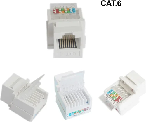 Miniatura 4 de 10 unids CAT6 RJ45 Cat 6 90 grados Punch Free Socket Módulo Conector Acoplador de red Ethernet Jack Keystone Jack RJ45 Módulo Ethernet CAT6