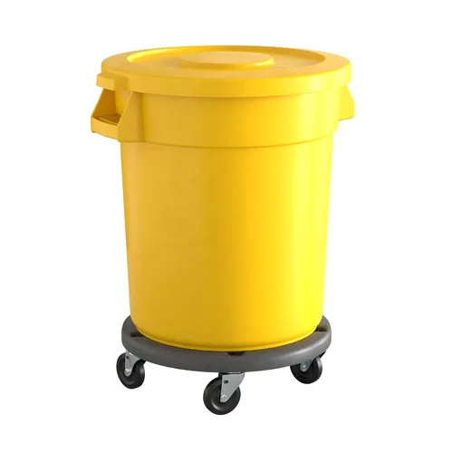 Miniatura 30 de Bote de basura comercial redondo gris de 32 galones con tapa y carrito