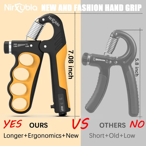 Miniatura 5 de Entrenador fortalecedor de agarre de mano, resistencia ajustable, 11 LBS-220 libras, fortalecedor de antebrazo, exprimidor de mano con contador
