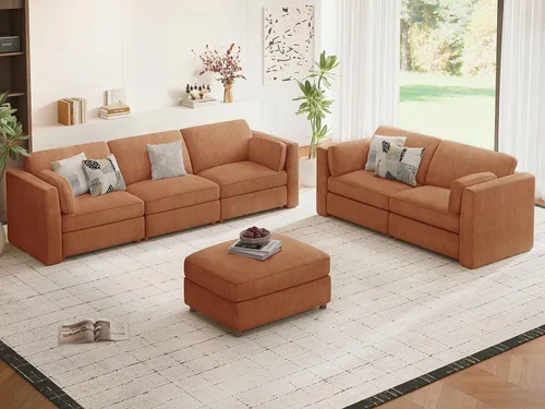Miniatura 21 de Sofá biplaza extragrande de 83.5 pulgadas, sofás para sala de estar, sofá nube de felpilla de asiento profundo, sofá modular seccional, funda