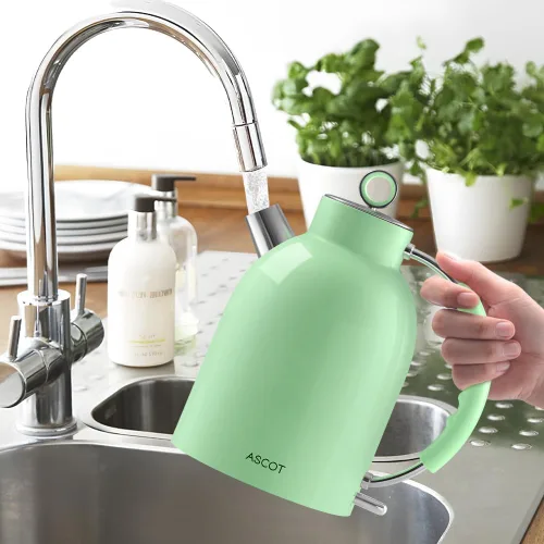 Miniatura 4 de ASCOT Hervidor eléctrico, de acero inoxidable, hervidor de té eléctrico, regalos para hombres/mujeres/familia, calentador de té retro de 1.5 L 1500