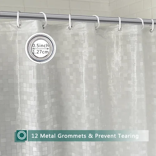 Miniatura 2 de Forro de cortina de ducha, cortinas de ducha 100% impermeables de Peva con 3 imanes inferiores pesados y 12 ojales a prueba de óxido, forro de ducha