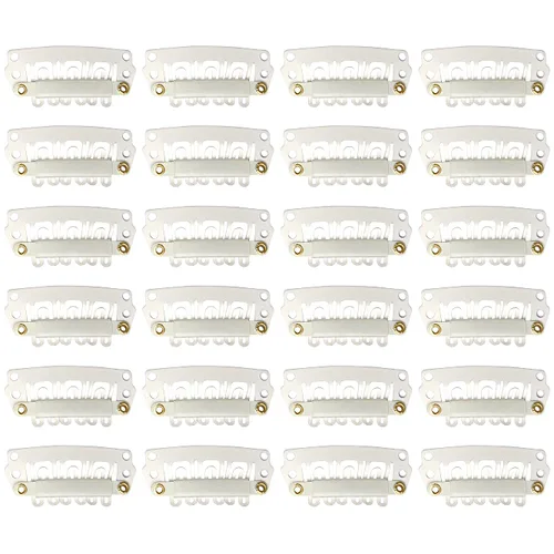 Miniatura 16 de YANTAISIYU 24 unids/lote 1.260 in 9-dientes Metal peluca clips con tapón de goma, peluca invisible accesorios clips (negro)