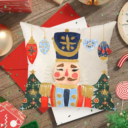 Miniatura 2 de Fundas de almohada navideñas de 18 x 18 pulgadas, decoración de cascanueces de Feliz Navidad, decoración de vacaciones, casa de campo, Navidad