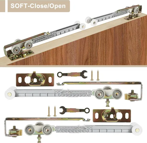 Miniatura 2 de Percha de cierre suave para puerta corrediza de bolsillo para Johnson Part #1060, kit de repuesto, ruedas de rodamiento de bolas de nailon de 1