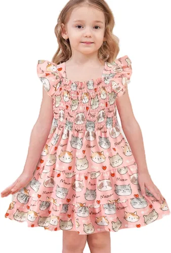 Vestido de verano para niña pequeña, vestido de dinosaurio con volantes, cuello halter, sin mangas, con vuelo, vestido de tutú de playa casual