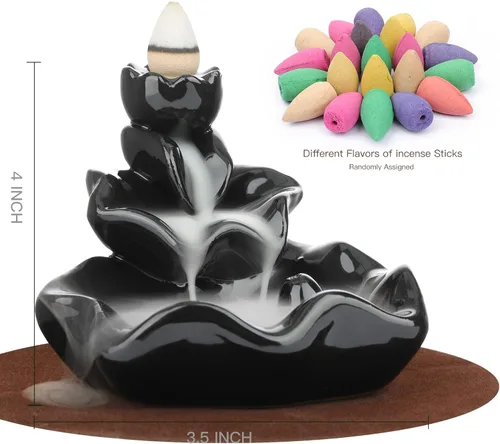Miniatura 2 de DK177 Soporte de incienso en cascada, quemador de incienso de cerámica, reflujo de cerámica, fuente de incienso zen, máquina difusora, soporte