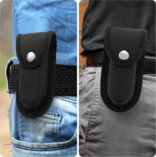 Miniatura 4 de Funda de nailon para cuchillos de bolsillo, bolsa multiherramienta de 4 pulgadas, funda plegable para cinturón de cuchillo con cierre a presión